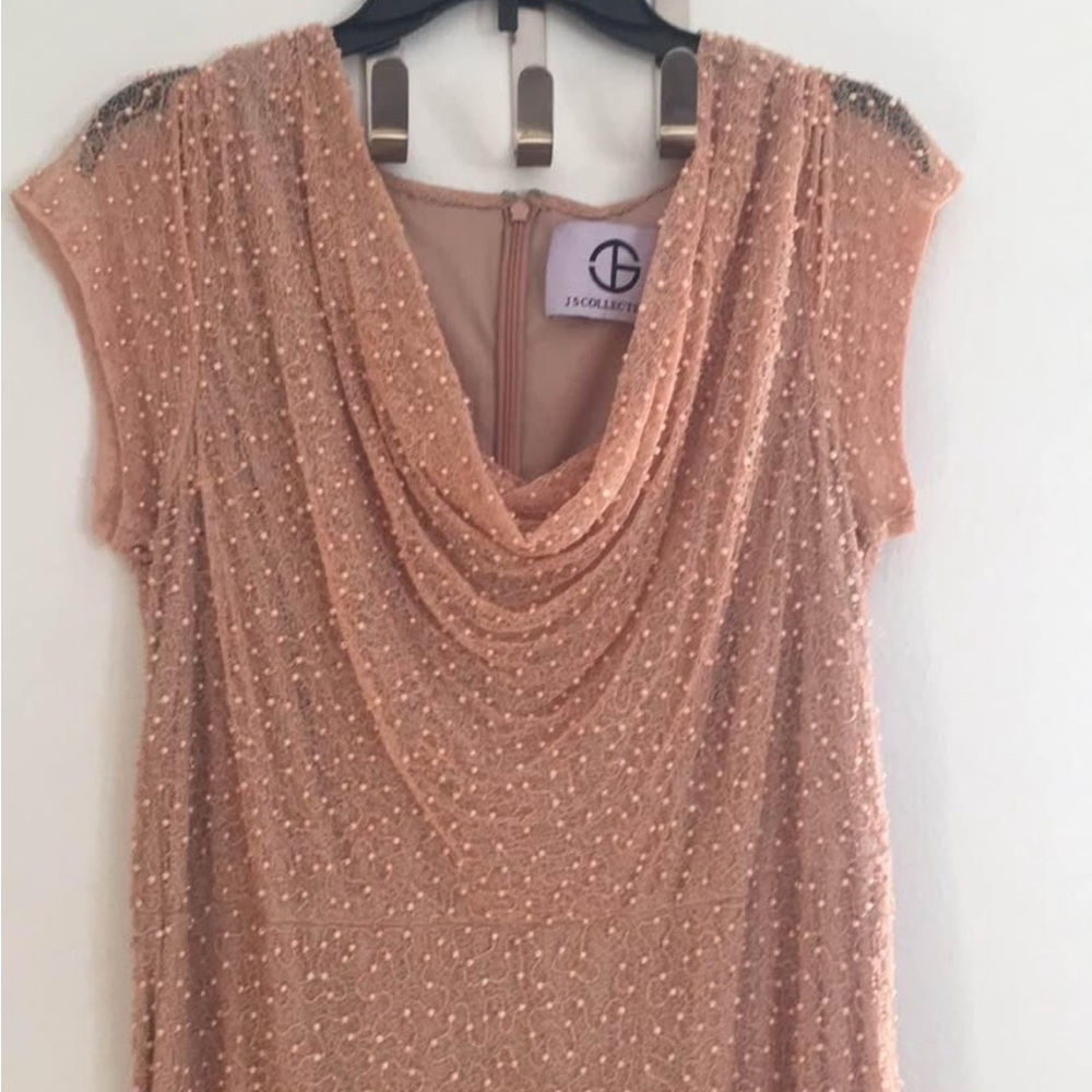 J. S. Collections Beaded Peach Dress